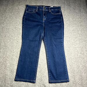 NYDJ Women's Marilyn Straight Jeans Size 16 Denim Blue Mom Preppy Lift Tuck